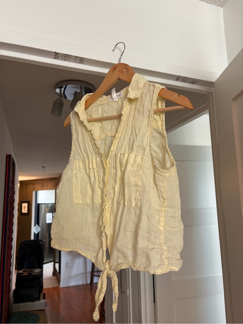 Bella Dahl Pale Yellow Tie-Front Gauze Camisole